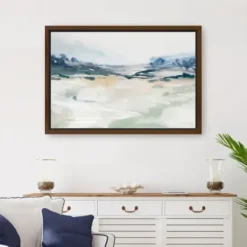 Framed Art-Kirkland's Home Gleaming Basin Framed Canvas Art Print White/Blue/Green
