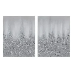 Canvas Art-Kirkland's Home Glimmer Gradient 2-Pc. Abstract Wall Art Silver/White