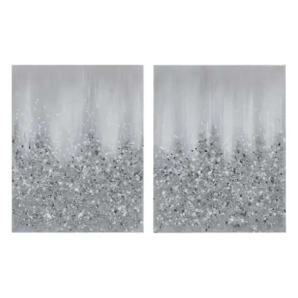 Canvas Art-Kirkland's Home Glimmer Gradient 2-Pc. Abstract Wall Art Silver/White