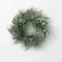 Wreaths-Kirkland's Home Glistening Eucalyptus Cedar Mini Wreath, 18 In. Green