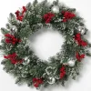 Wreaths-Kirkland's Home Glitter Pine Wreath With Berries And Ornaments Red/Green