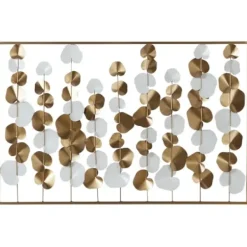 Wall Plaques-Kirkland's Home Glossy Gold Leaves Framed Wall Plaque Gold/White