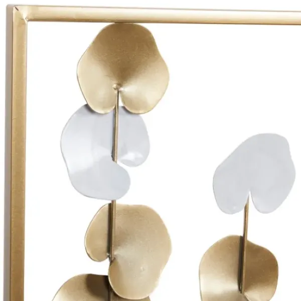 Wall Plaques-Kirkland's Home Glossy Gold Leaves Framed Wall Plaque Gold/White