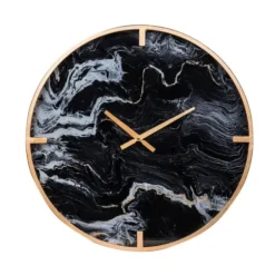 Clocks-Kirkland's Home Gold And Black Marble Face Wall Clock