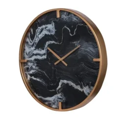 Clocks-Kirkland's Home Gold And Black Marble Face Wall Clock