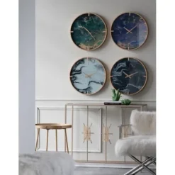 Clocks-Kirkland's Home Gold And Black Marble Face Wall Clock