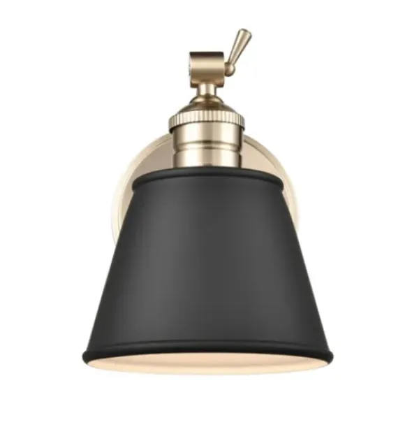 Sconces-Kirkland's Home Gold And Black Metal Tapered Shade Wall Sconce