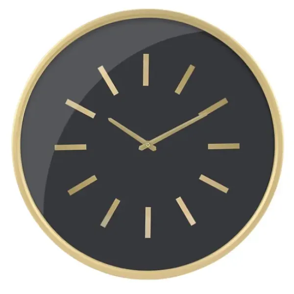Clocks-Kirkland's Home Gold And Black Modern Wall Clock