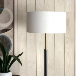 Floor Lamps-Kirkland's Home Gold And Black Simple Stem Floor Lamp White