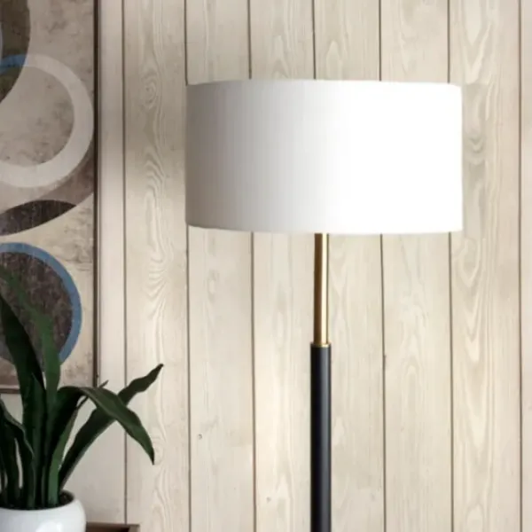 Floor Lamps-Kirkland's Home Gold And Black Simple Stem Floor Lamp White