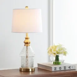 Table Lamps-Kirkland's Home Gold And Clear Bubble Glass Table Lamp White