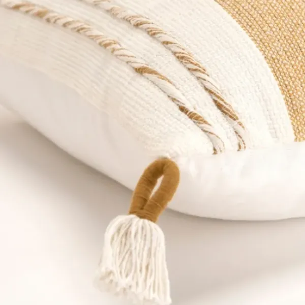 Pillows-Kirkland's Home Gold And Ivory Color Block Pillow Gold/Ivory