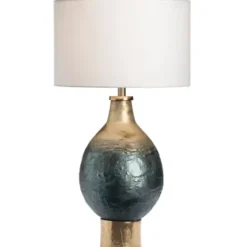 Table Lamps-Kirkland's Home Gold And Navy Ombre Glass Orb Table Lamp White