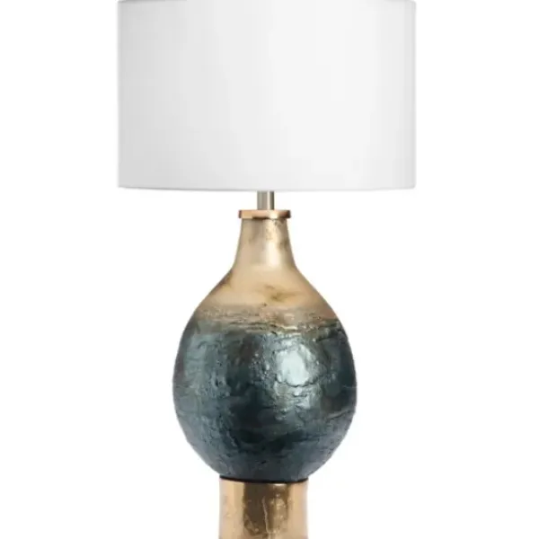 Table Lamps-Kirkland's Home Gold And Navy Ombre Glass Orb Table Lamp White