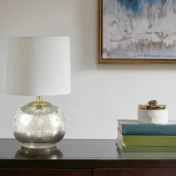 Table Lamps-Kirkland's Home Gold And Silver Mercury Glass Table Lamp White