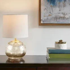 Table Lamps-Kirkland's Home Gold And Silver Mercury Glass Table Lamp White