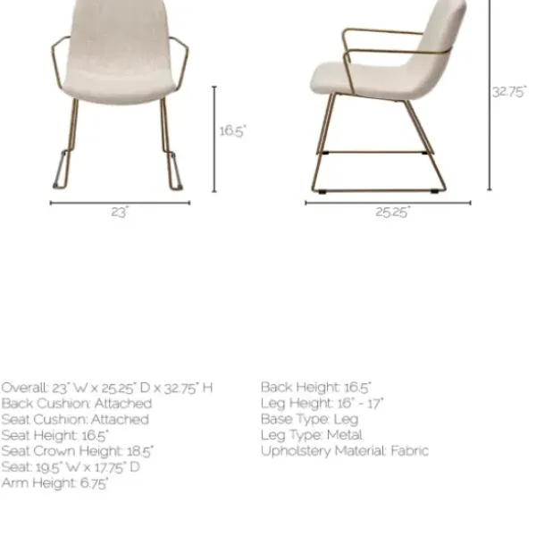 Dining Chairs-Kirkland's Home Gold And Upholstered Dining Chair Ivory