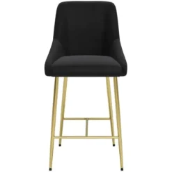 Bar Stools & Counter Height Stools-Kirkland's Home Gold And Velvet Counter Stool Black