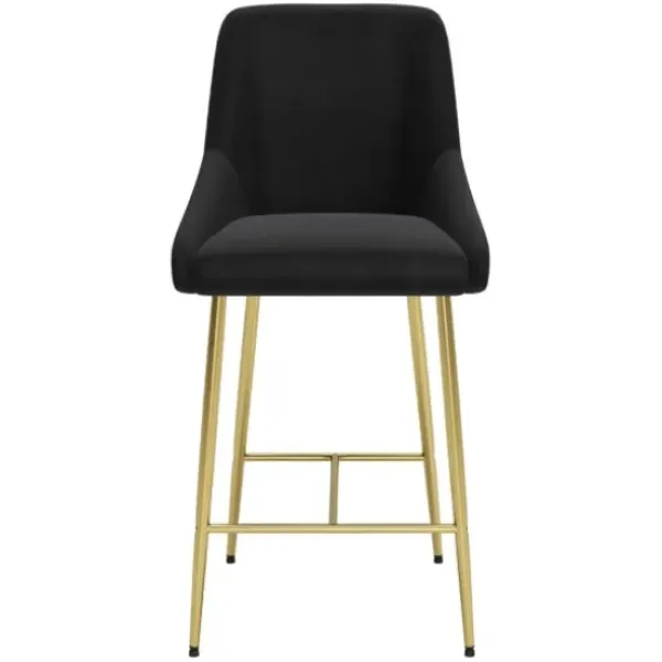 Bar Stools & Counter Height Stools-Kirkland's Home Gold And Velvet Counter Stool Black