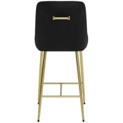Bar Stools & Counter Height Stools-Kirkland's Home Gold And Velvet Counter Stool Black