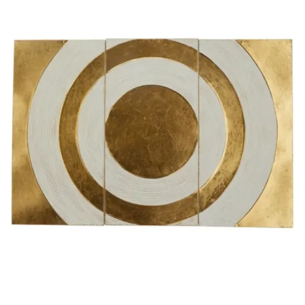 Wall Plaques-Kirkland's Home Gold And White Abstract Ripple Wall Plaque White/Gold