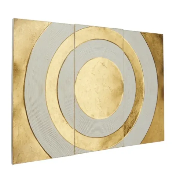 Wall Plaques-Kirkland's Home Gold And White Abstract Ripple Wall Plaque White/Gold