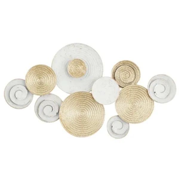 Wall Plaques-Kirkland's Home Gold And White Round Layered Plates Wall Sculpture Gold/White