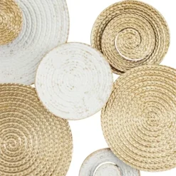 Wall Plaques-Kirkland's Home Gold And White Round Layered Plates Wall Sculpture Gold/White