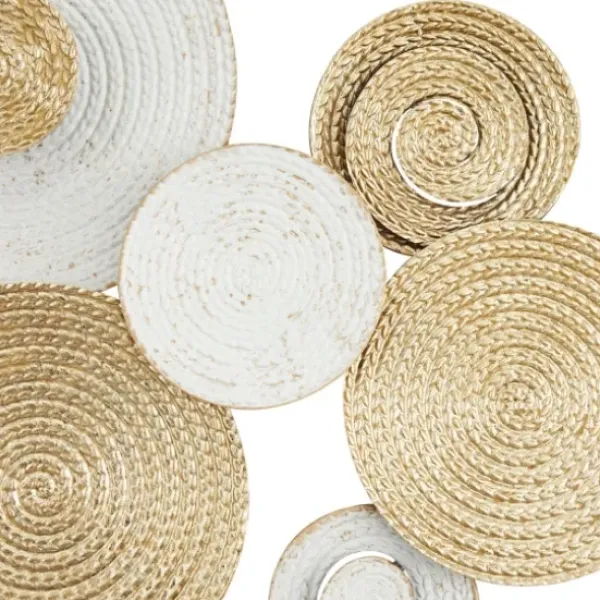 Wall Plaques-Kirkland's Home Gold And White Round Layered Plates Wall Sculpture Gold/White