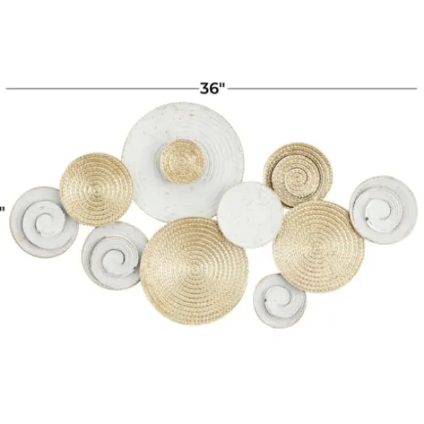 Wall Plaques-Kirkland's Home Gold And White Round Layered Plates Wall Sculpture Gold/White