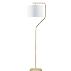 Floor Lamps-Kirkland's Home Gold Angular Modern Floor Lamp Ivory