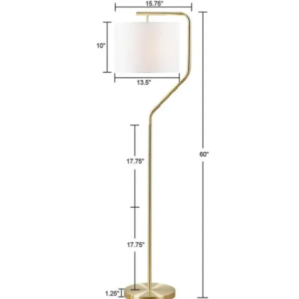 Floor Lamps-Kirkland's Home Gold Angular Modern Floor Lamp Ivory