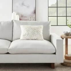 Pillows-Kirkland's Home Gold Branches Faux Fur Lumbar Pillow White/Gold