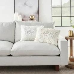 Pillows-Kirkland's Home Gold Branches Faux Fur Lumbar Pillow White/Gold