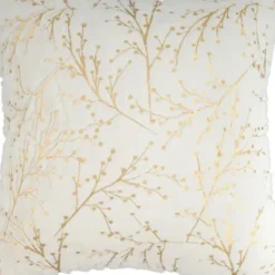 Pillows-Kirkland's Home Gold Branches Faux Fur Throw Pillow White/Gold
