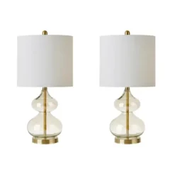 Table Lamps-Kirkland's Home Gold Curved Glass Table Lamps, Set Of 2 White