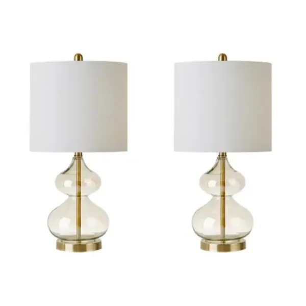 Table Lamps-Kirkland's Home Gold Curved Glass Table Lamps, Set Of 2 White