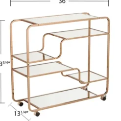 Kitchen Islands & Bar Carts-Kirkland's Home Gold Curved Metal Mirrored Bar Cart