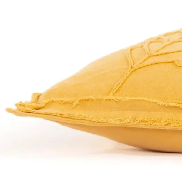 Pillows-Kirkland's Home Gold Embroidered Botanical Pillow Yellow
