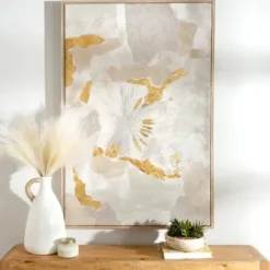 Framed Art-Kirkland's Home Gold Foil Patches Framed Art Print White/Gray/Gold