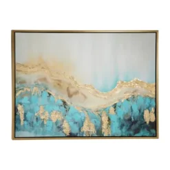 Framed Art-Kirkland's Home Gold Geode Slice Framed Canvas Art Print Blue/White/Gold