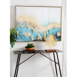 Framed Art-Kirkland's Home Gold Geode Slice Framed Canvas Art Print Blue/White/Gold
