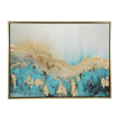 Framed Art-Kirkland's Home Gold Geode Slice Framed Canvas Art Print Blue/White/Gold