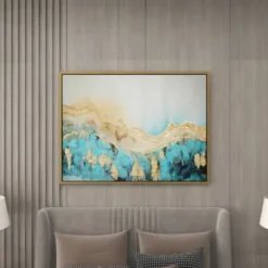 Framed Art-Kirkland's Home Gold Geode Slice Framed Canvas Art Print Blue/White/Gold