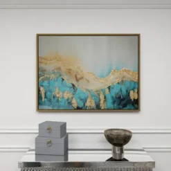 Framed Art-Kirkland's Home Gold Geode Slice Framed Canvas Art Print Blue/White/Gold