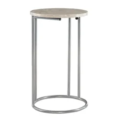 Accent & End Tables-Kirkland's Home Gold Geometric Mosaic Capiz And Metal C-Table