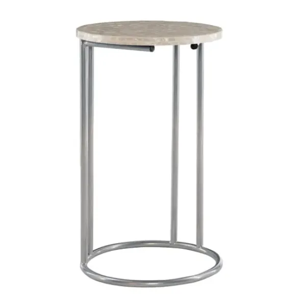 Accent & End Tables-Kirkland's Home Gold Geometric Mosaic Capiz And Metal C-Table