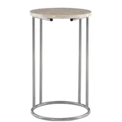 Accent & End Tables-Kirkland's Home Gold Geometric Mosaic Capiz And Metal C-Table