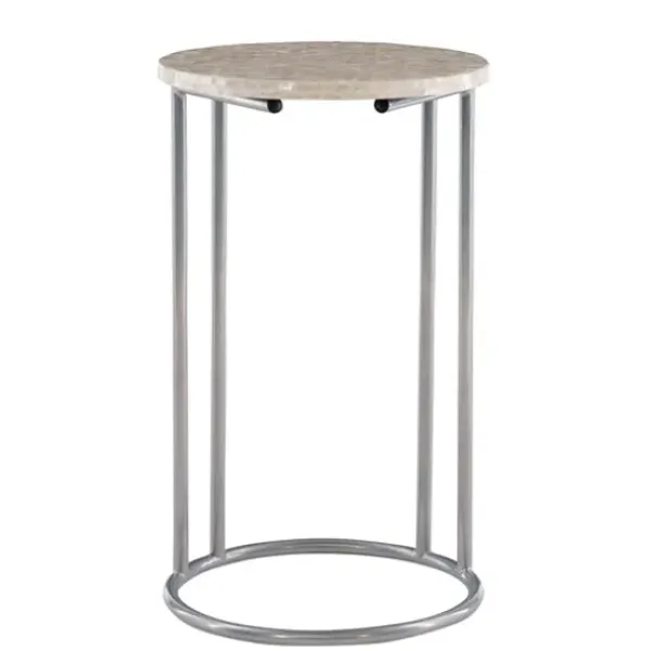 Accent & End Tables-Kirkland's Home Gold Geometric Mosaic Capiz And Metal C-Table