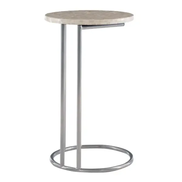 Accent & End Tables-Kirkland's Home Gold Geometric Mosaic Capiz And Metal C-Table